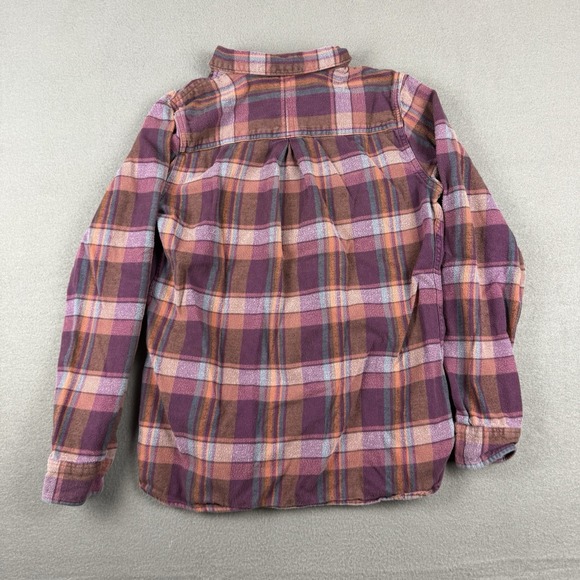Woolrich Plaid Shirt Women's Size‎ Medium Burgundy Plaid Flannel Long Sleeve - Picture 2 of 14